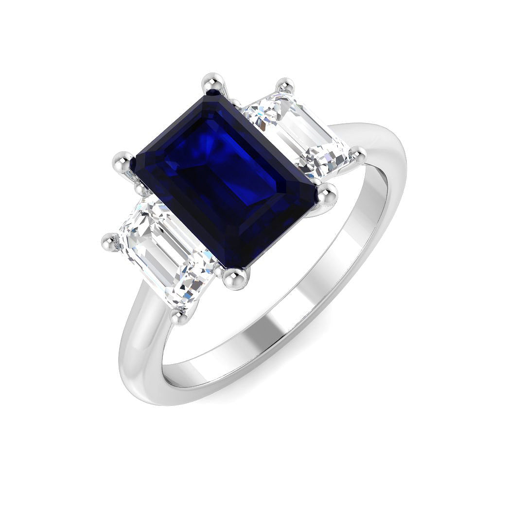 Three Stone Lab-Grown Diamond Ring 3.04ct–3.41ct – SR4517 – 18k White Gold