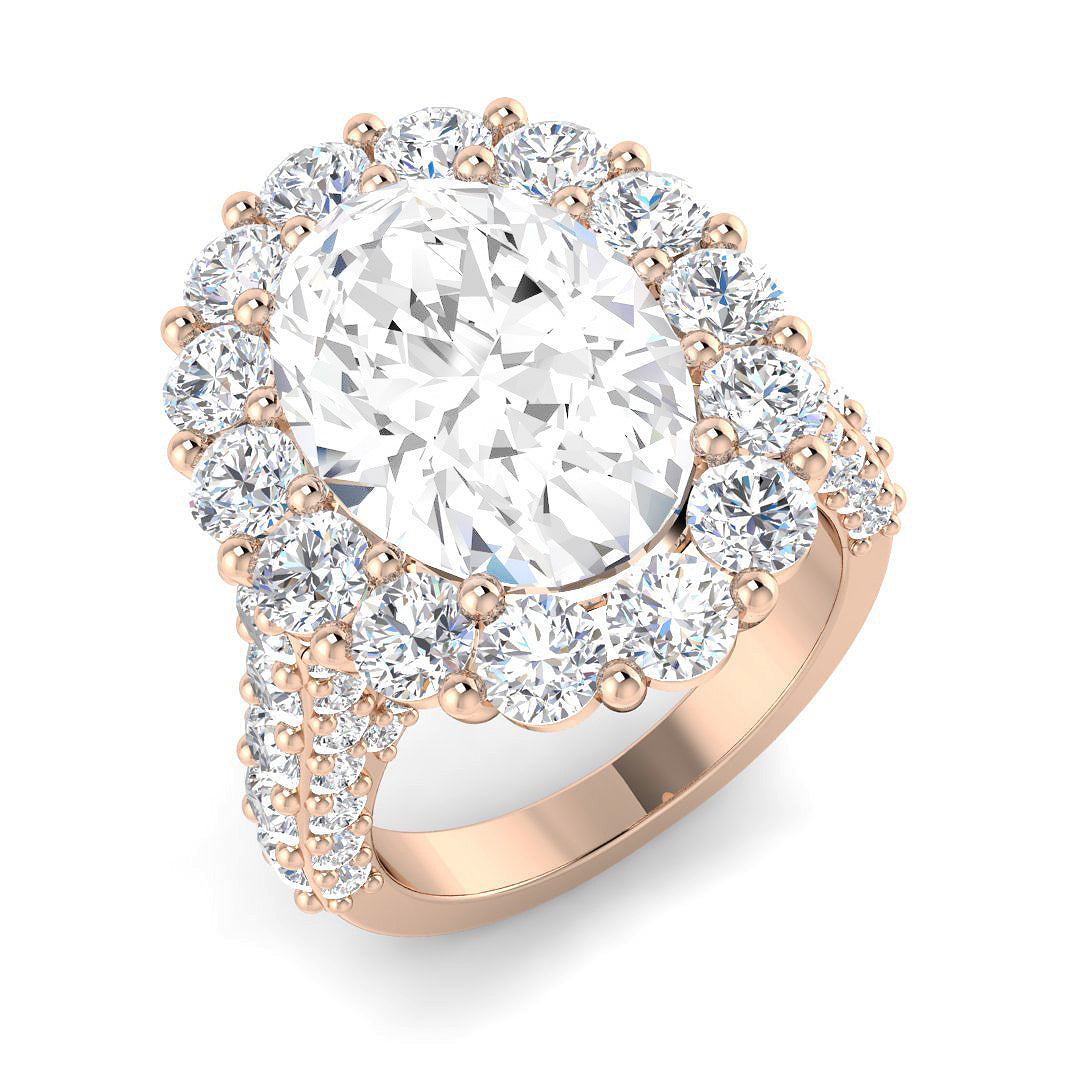 Halo Lab-Grown Diamond Ring 3.75ct–8.79ct – SR4713 – 18k Rose Gold