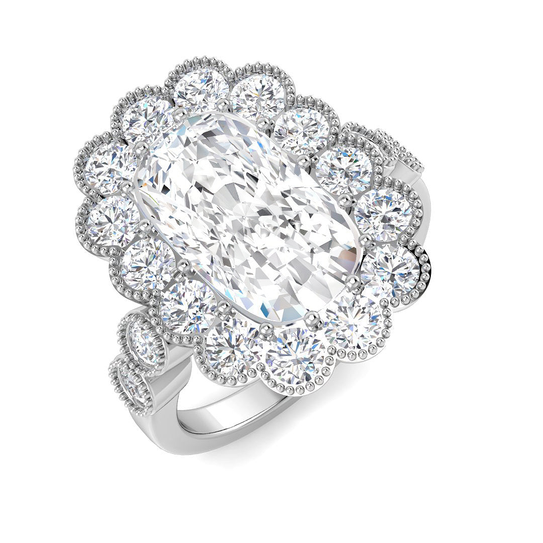 Vintage Lab-Grown Diamond Ring 1.46ct–4.42ct – SR7522 – 18k White Gold
