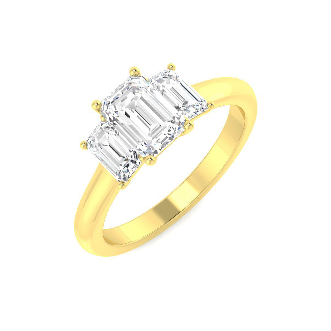 Three Stone Lab-Grown Diamond Ring 1.6ct – SR5138 – 18k Yellow Gold