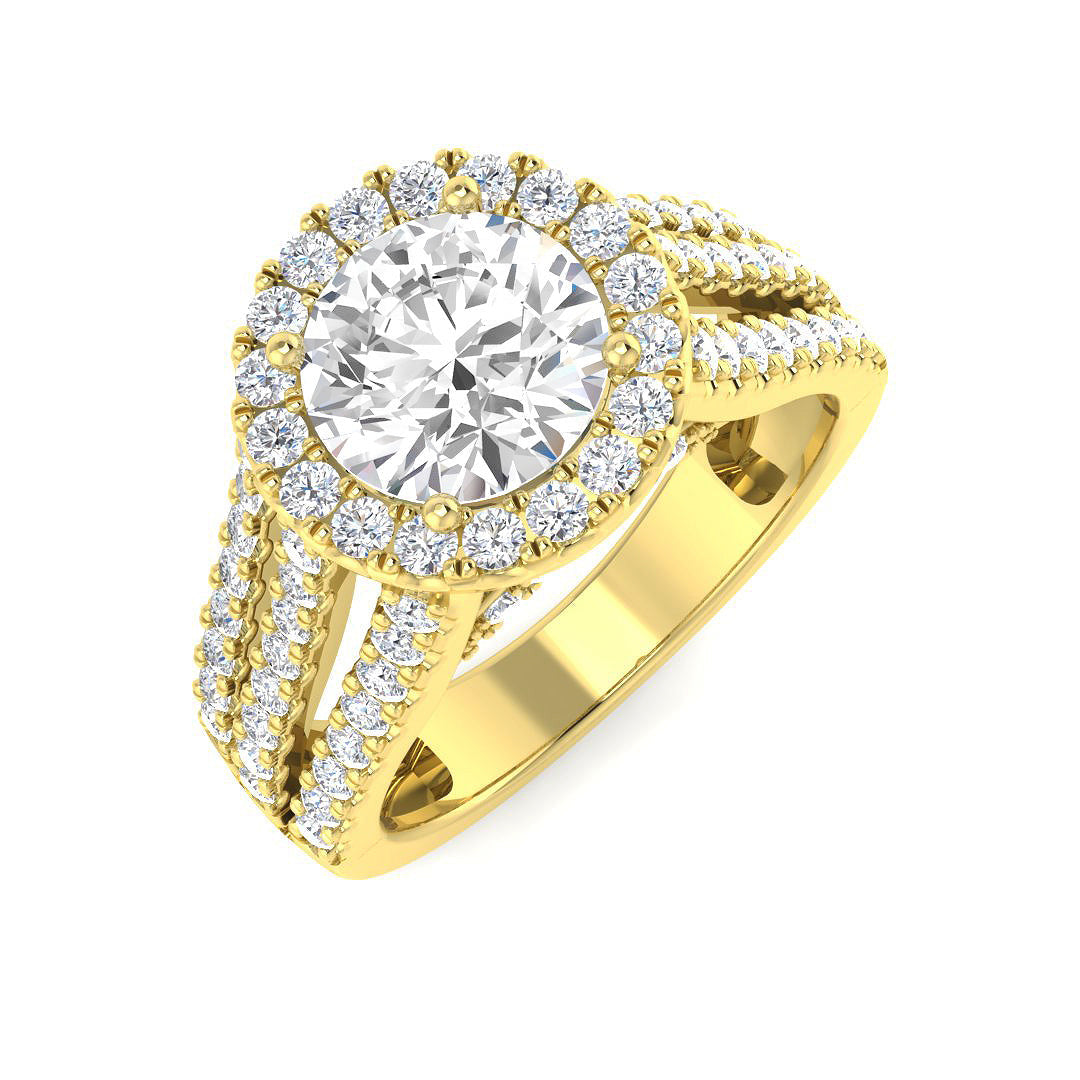 Halo Lab-Grown Diamond Ring 2.4ct–2.67ct – SR4336 – 18k Yellow Gold