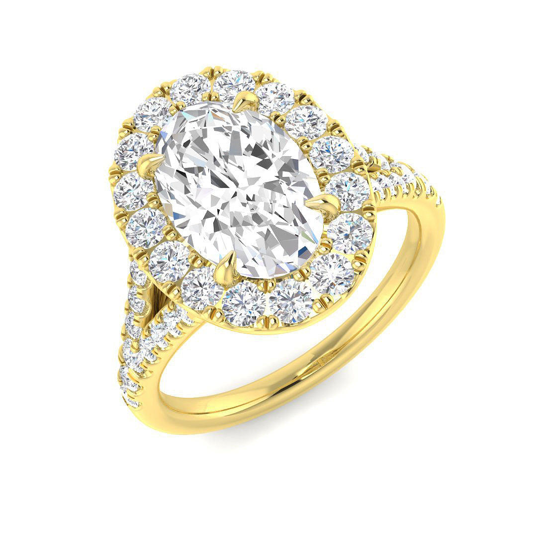 Halo Lab-Grown Diamond Ring 1.16ct–4.78ct – SR3784 – 18k Yellow Gold