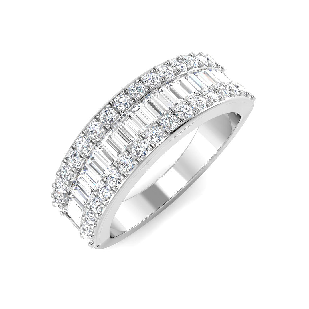 Baguette & Brilliant Diamond Ring 1.0ct – SR5373 – 18k White Gold