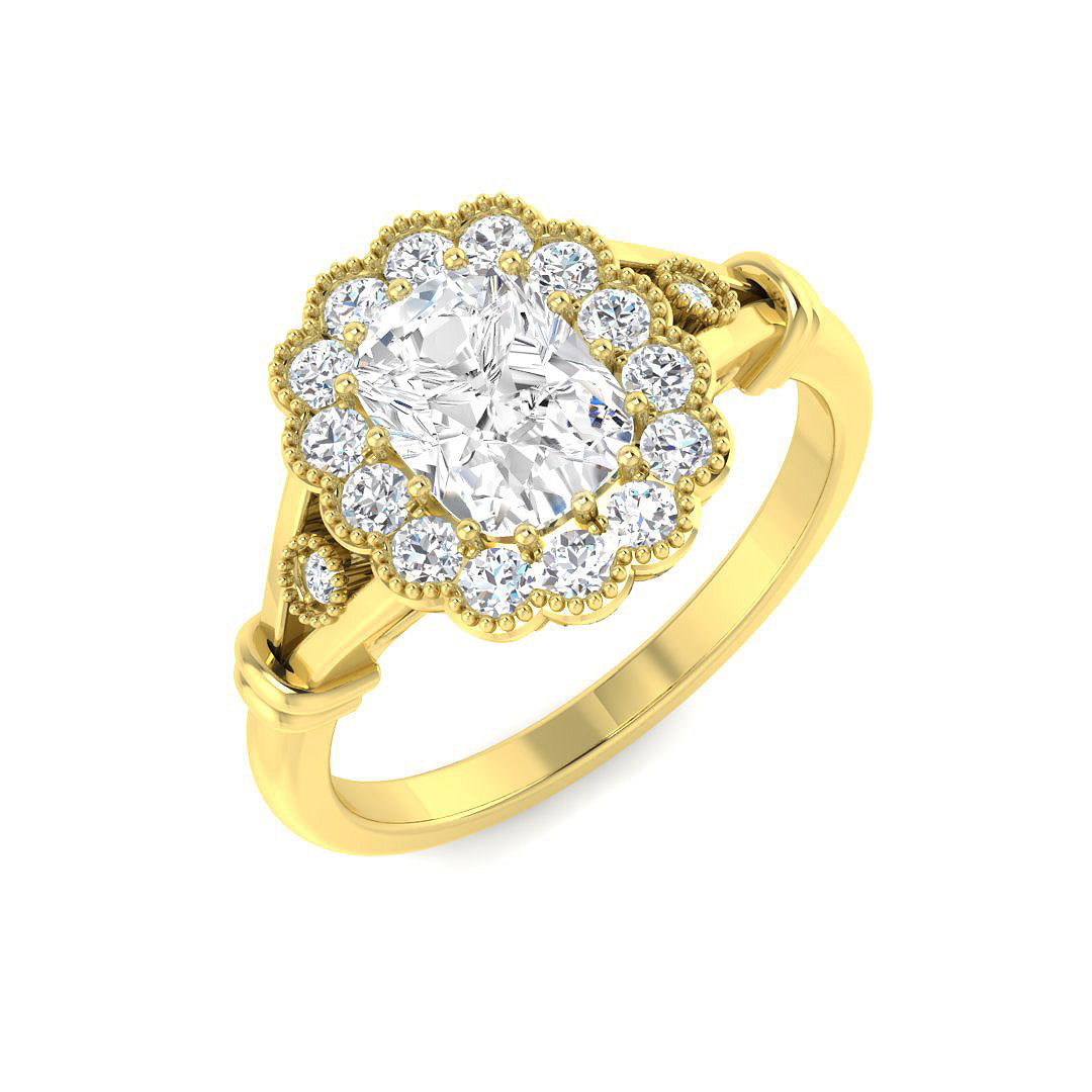 Vintage Lab-Grown Diamond Ring 1.39ct–1.45ct – SR7271 – 18k Yellow Gold