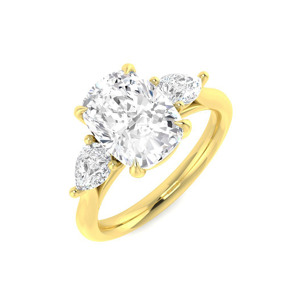 Three Stone Lab-Grown Diamond Ring 1.29ct–2.77ct – SR5787 – 18k Yellow Gold