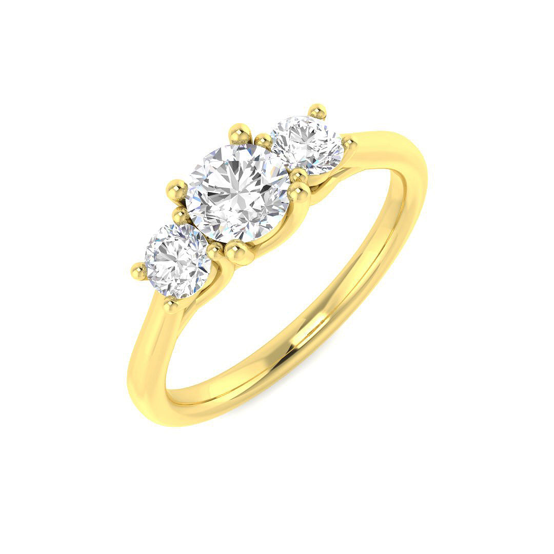 Three Stone Diamond Ring 0.88ct – SR4809 – 18k Yellow Gold
