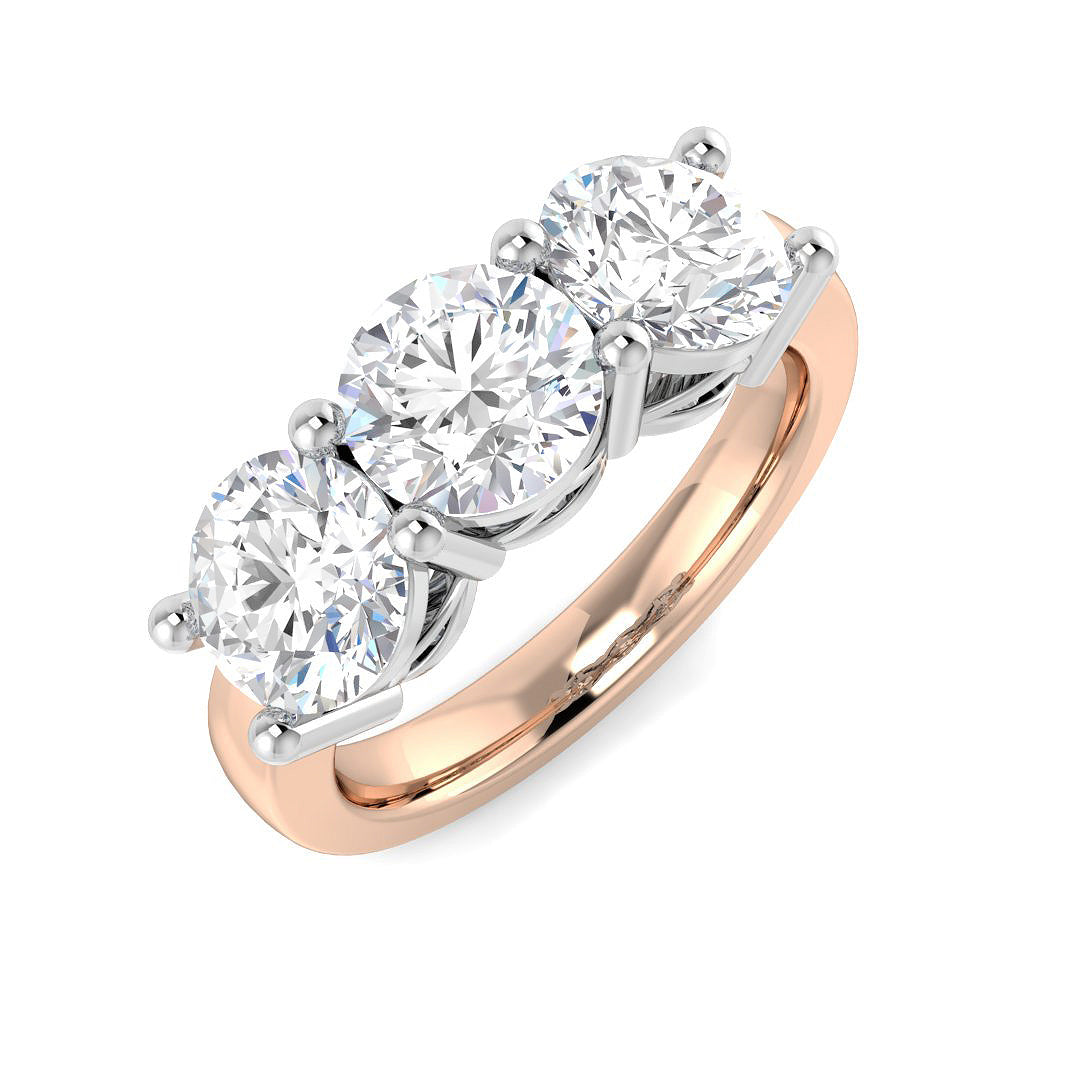 Three Stone Diamond Ring 0.57ct–3.21ct – SR4262 – 18k Rose Gold