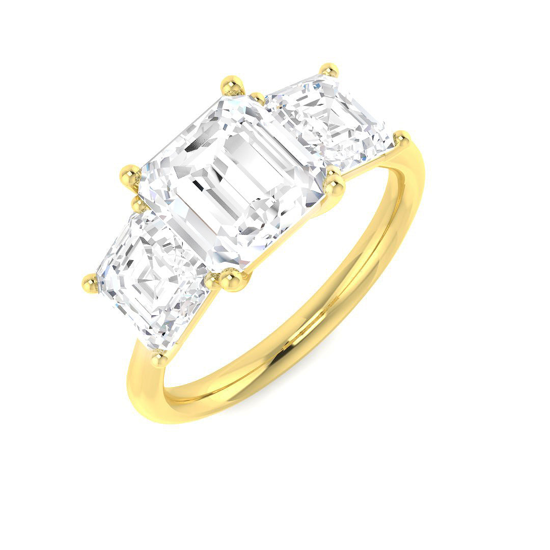 Three Stone Lab-Grown Diamond Ring 3.59ct–4.57ct – SR7036 – 18k Yellow Gold