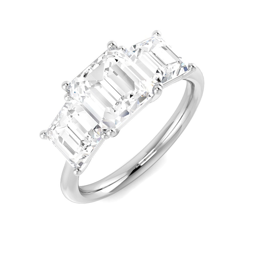 Three Stone Lab-Grown Diamond Ring 3.59ct–4.57ct – SR7036 – 18k White Gold