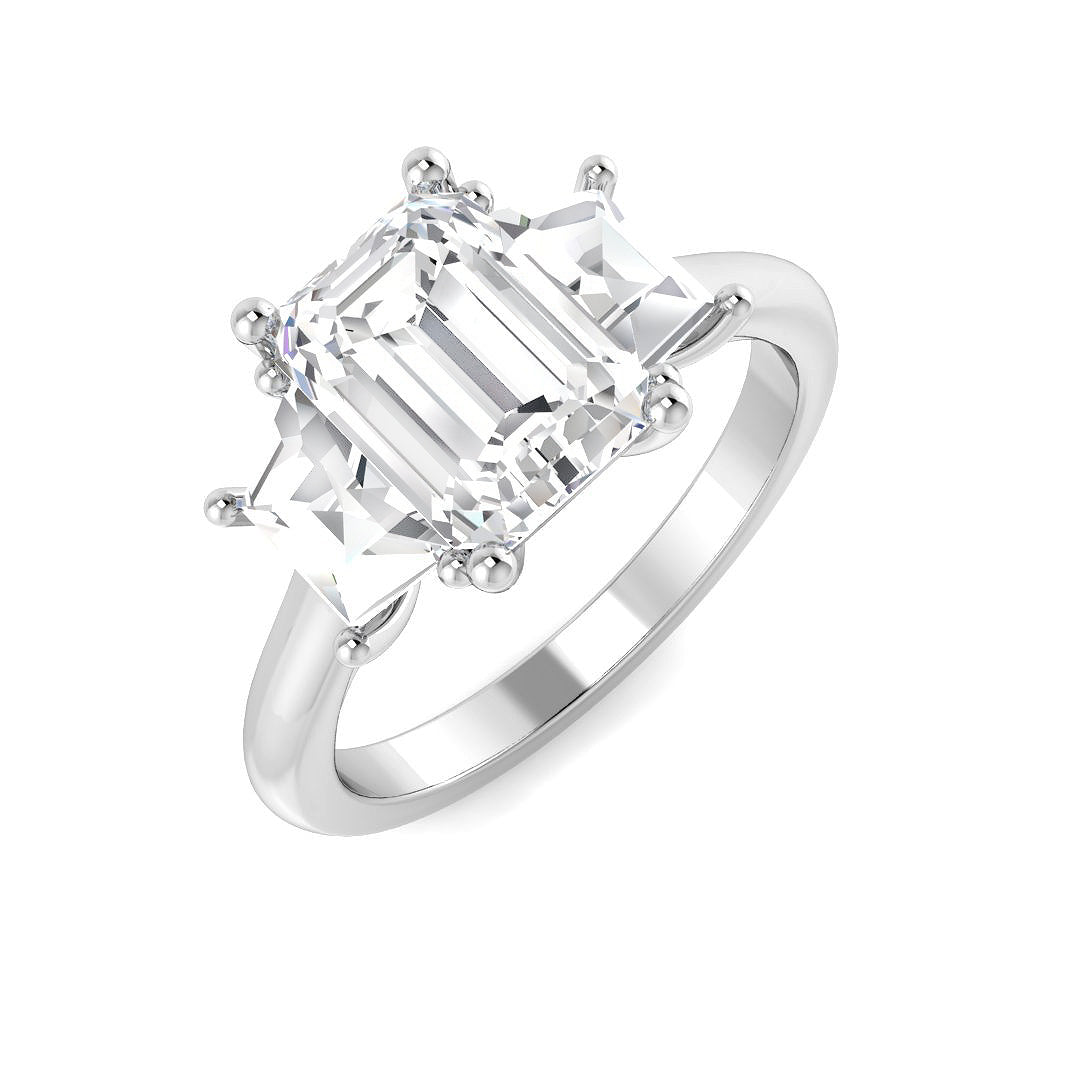 Three Stone Lab-Grown Diamond Ring 2.91ct–3.28ct – SR4518 – 18k White Gold