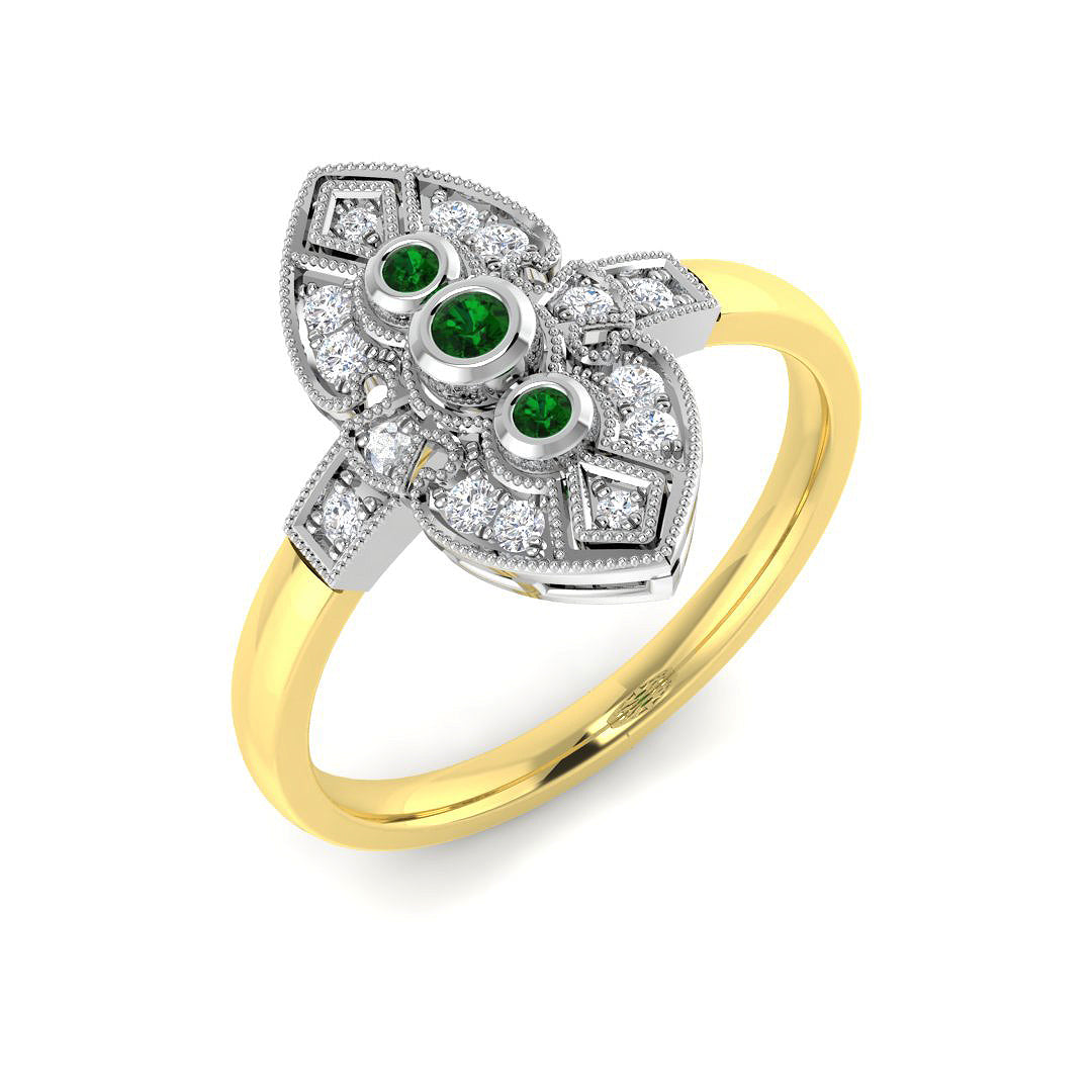 Vintage Diamond Ring 0.19ct–0.42ct – SR4593~EM – 18k Yellow Gold