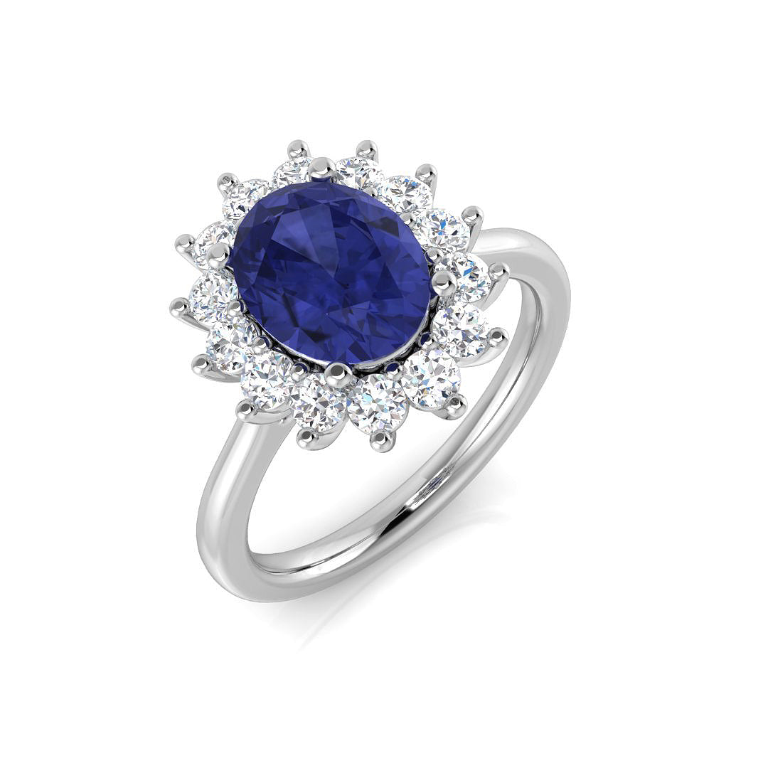 Tanzanite Diamond Ring 2.36ct–3.82ct – SL8825~TZ – 18k White Gold