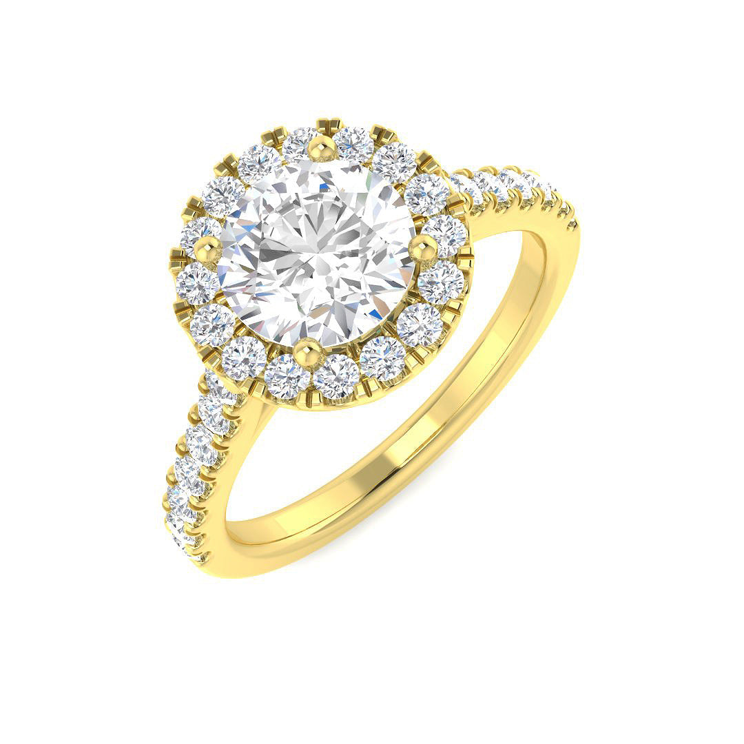 Halo Lab-Grown Diamond Ring 1.73ct – SR5495 – 18k Yellow Gold