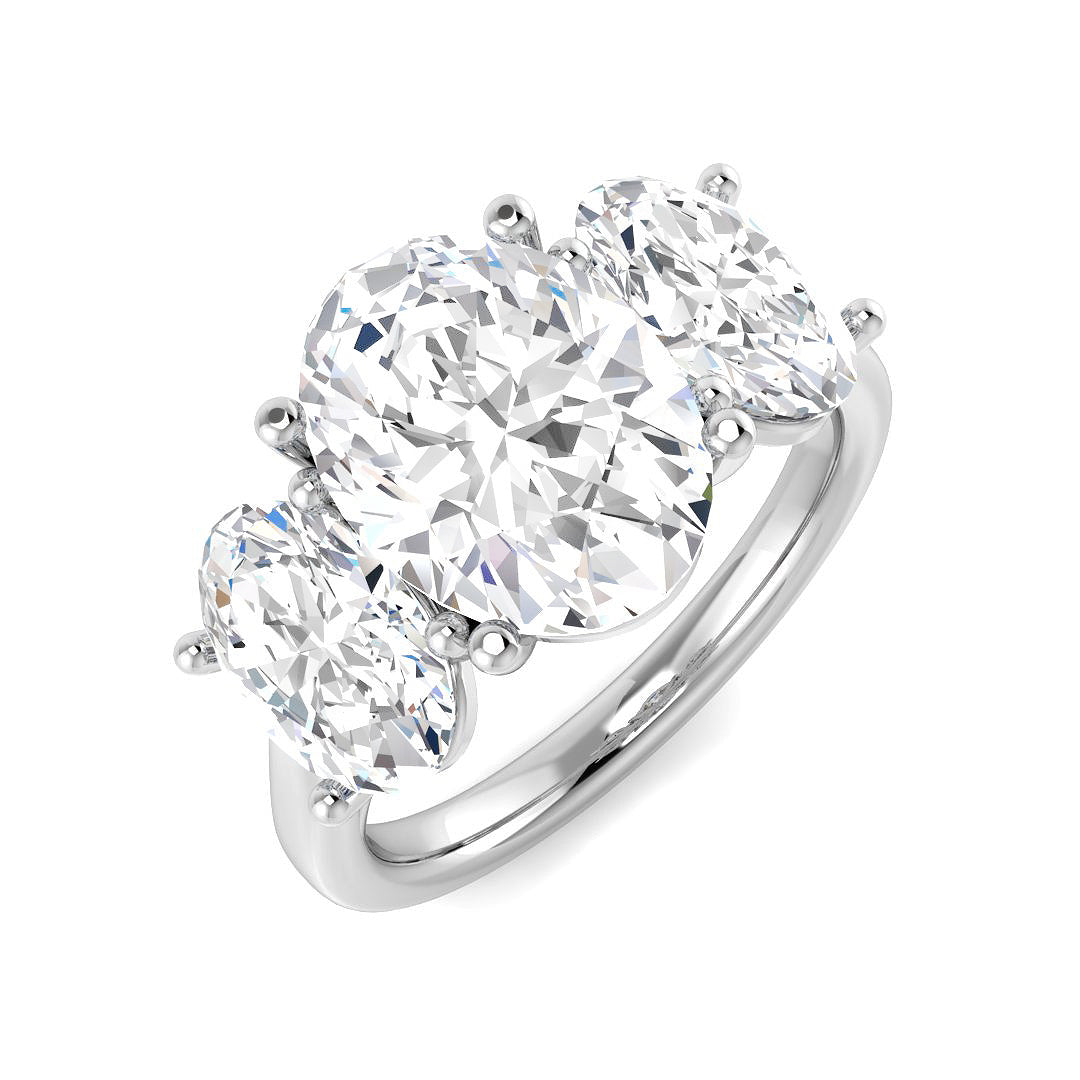 Three Stone Lab-Grown Diamond Ring 5.01ct–5.25ct – SR5442 – 18k White Gold