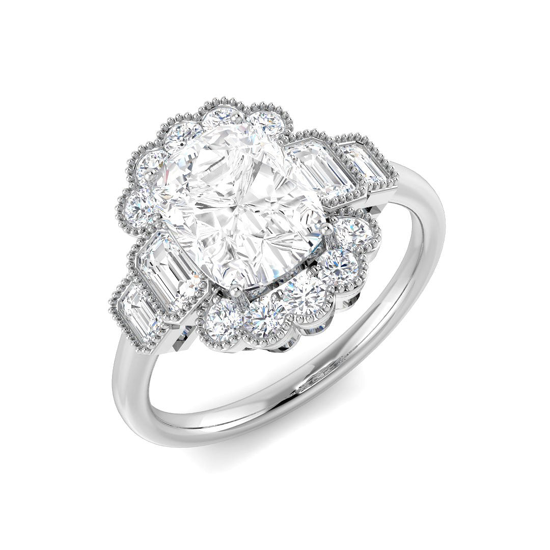 Vintage Lab-Grown Diamond Ring 2.85ct–4.3ct – SR6964 – 18k White Gold