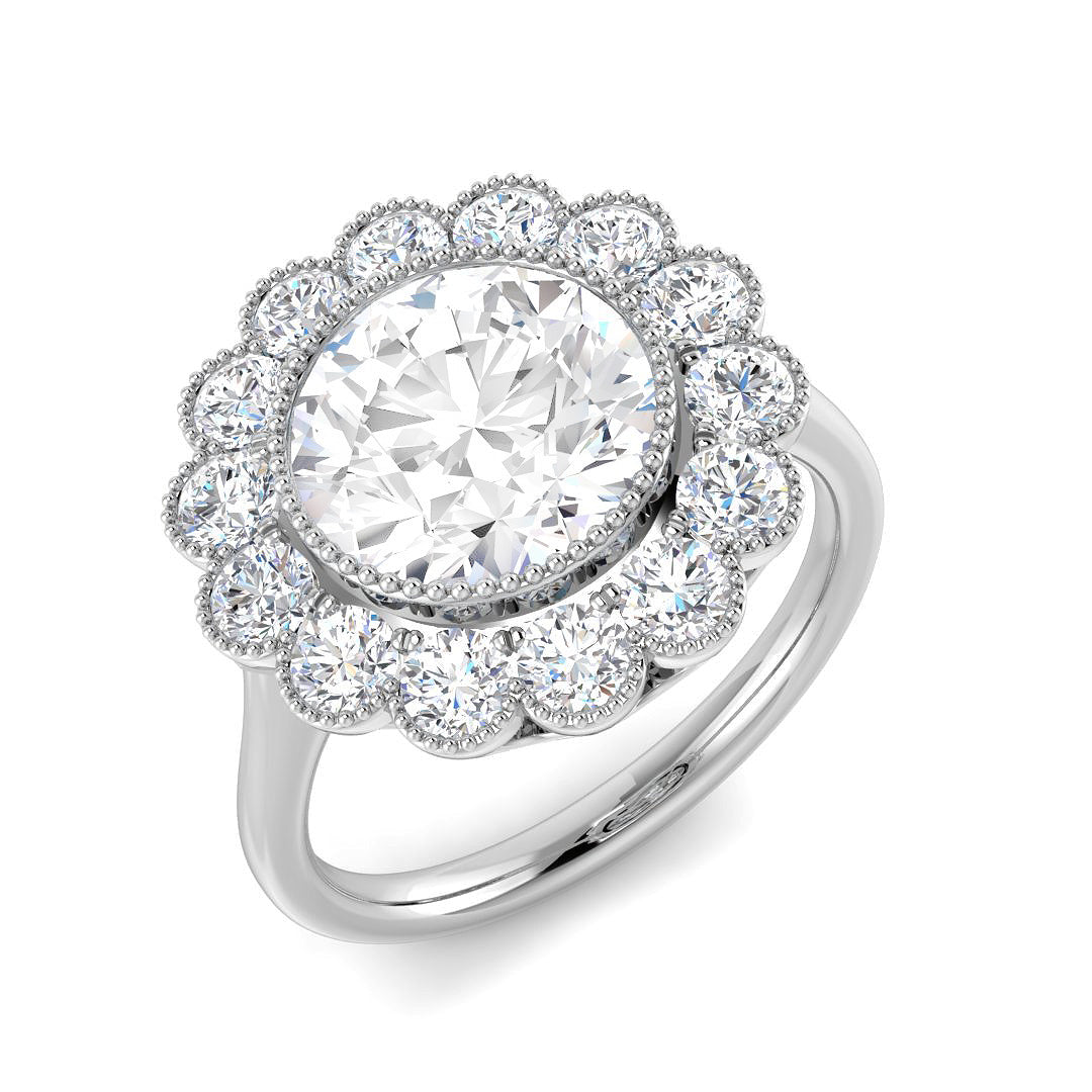Vintage Lab-Grown Diamond Ring 1.36ct–4.07ct – SR7350 – 18k White Gold