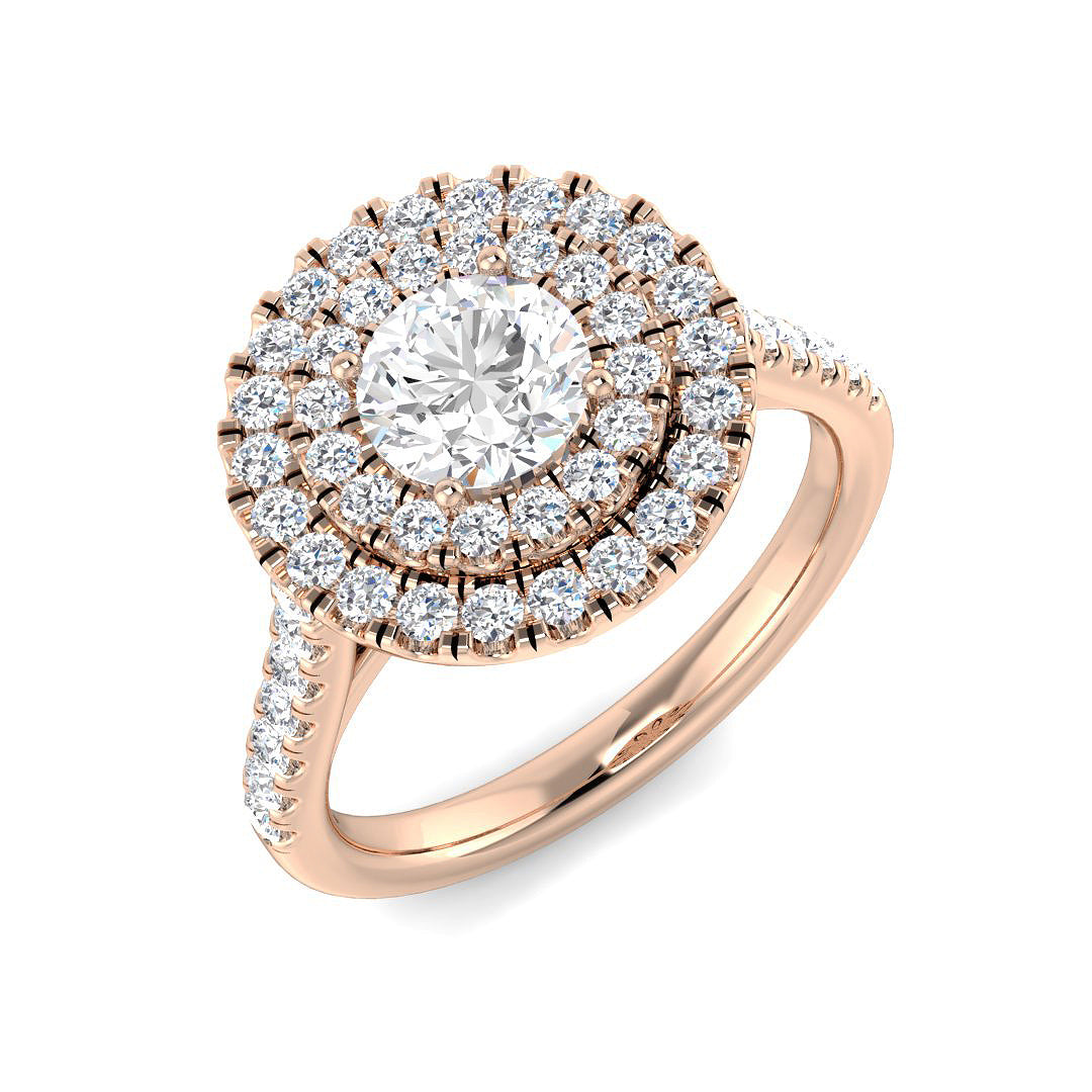 Halo Lab-Grown Diamond Ring 1.43ct–1.75ct – SR954 – 18k Rose Gold
