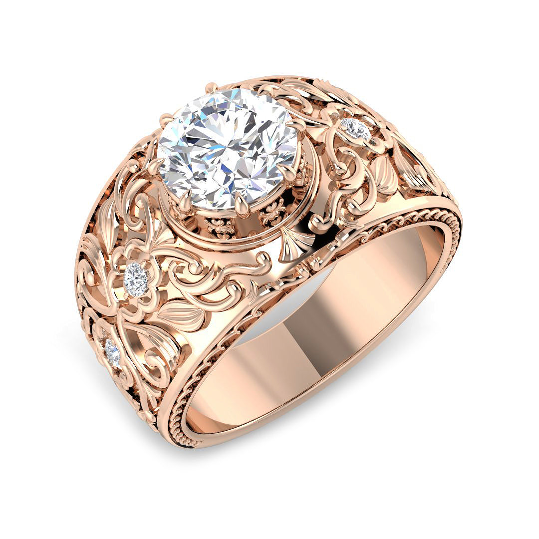 Signet Lab-Grown Diamond Ring 2.14ct–2.15ct – SR5605 – 18k Rose Gold