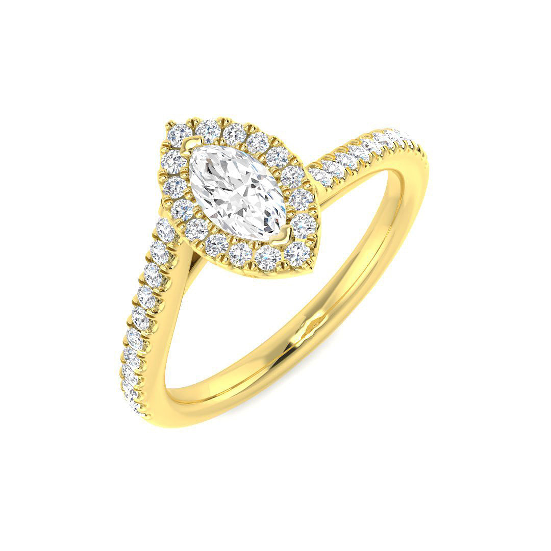 Halo Diamond Ring 0.58ct–0.8ct – SR3249 – 18k Yellow Gold