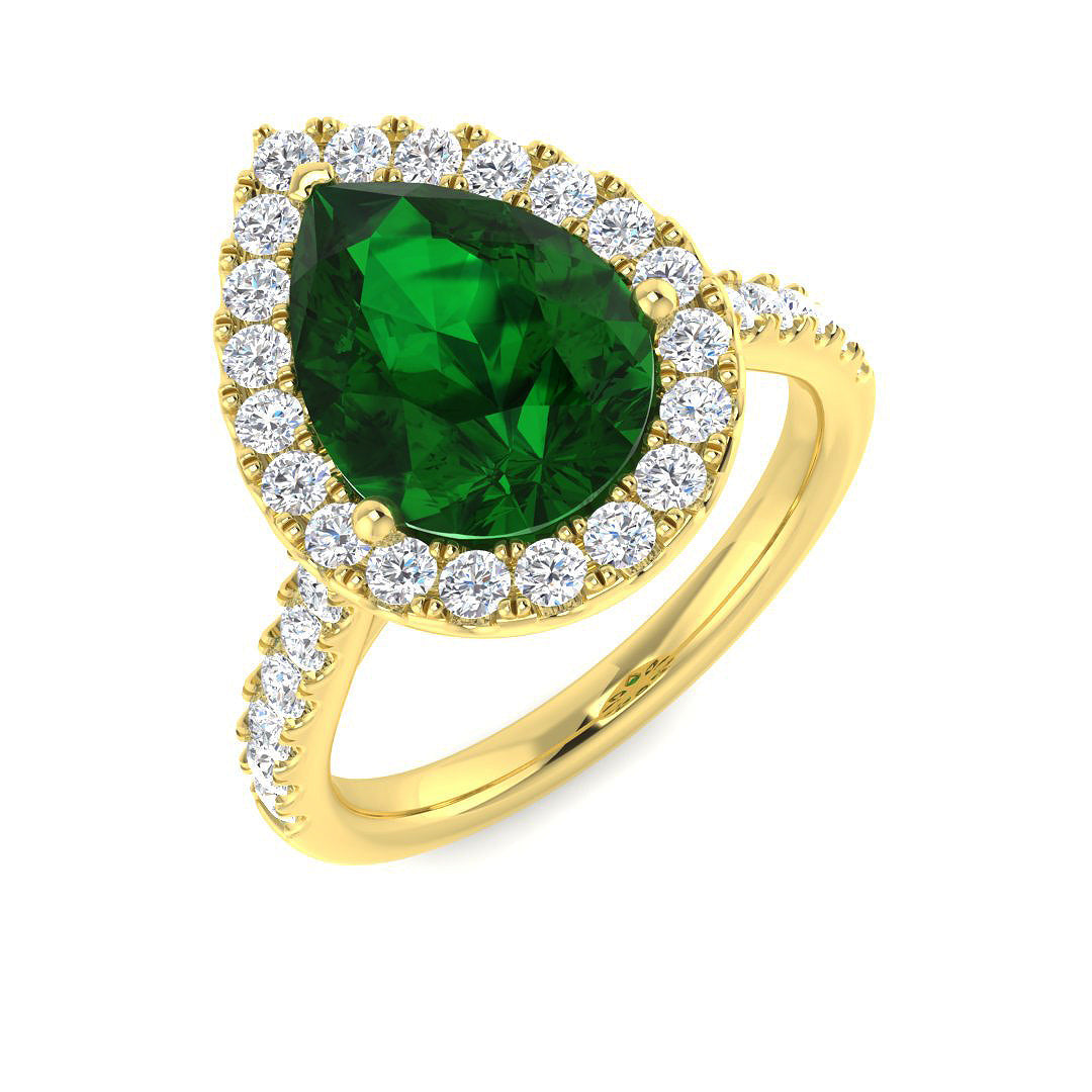 Emerald Diamond Ring 0.87ct–3.39ct – SR386~EM – 18k Yellow Gold