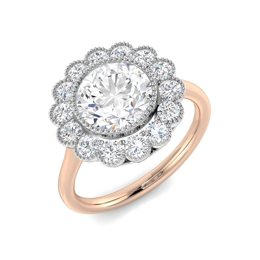 Vintage Lab-Grown Diamond Ring 1.36ct–4.07ct – SR7350 – 18k Rose Gold