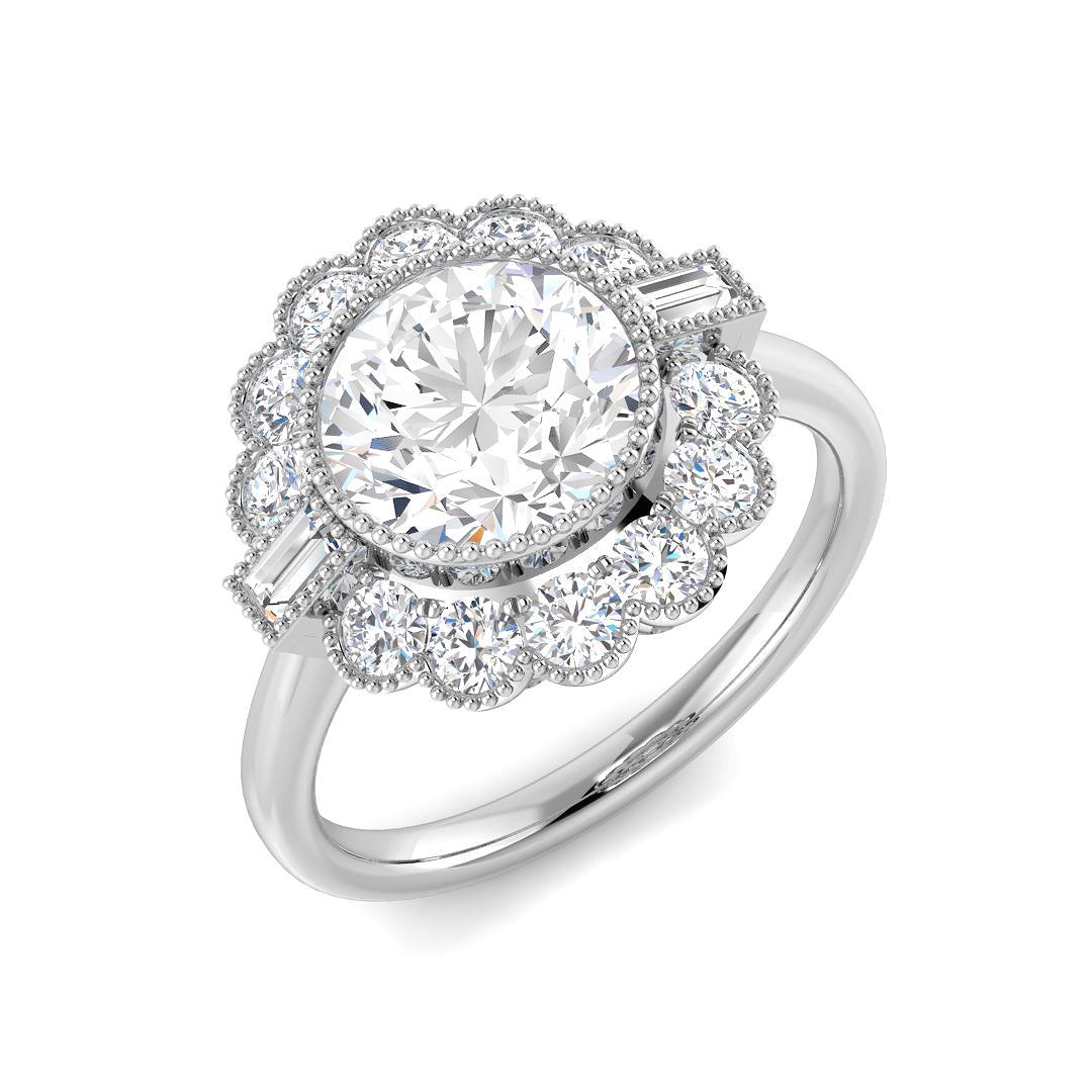 Vintage Lab-Grown Diamond Ring 1.36ct–4.03ct – SR7348 – 18k White Gold