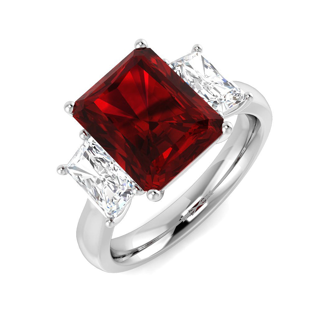 Ruby Lab-Grown Diamond Ring 4.46ct–5.85ct – SR453 – 18k White Gold