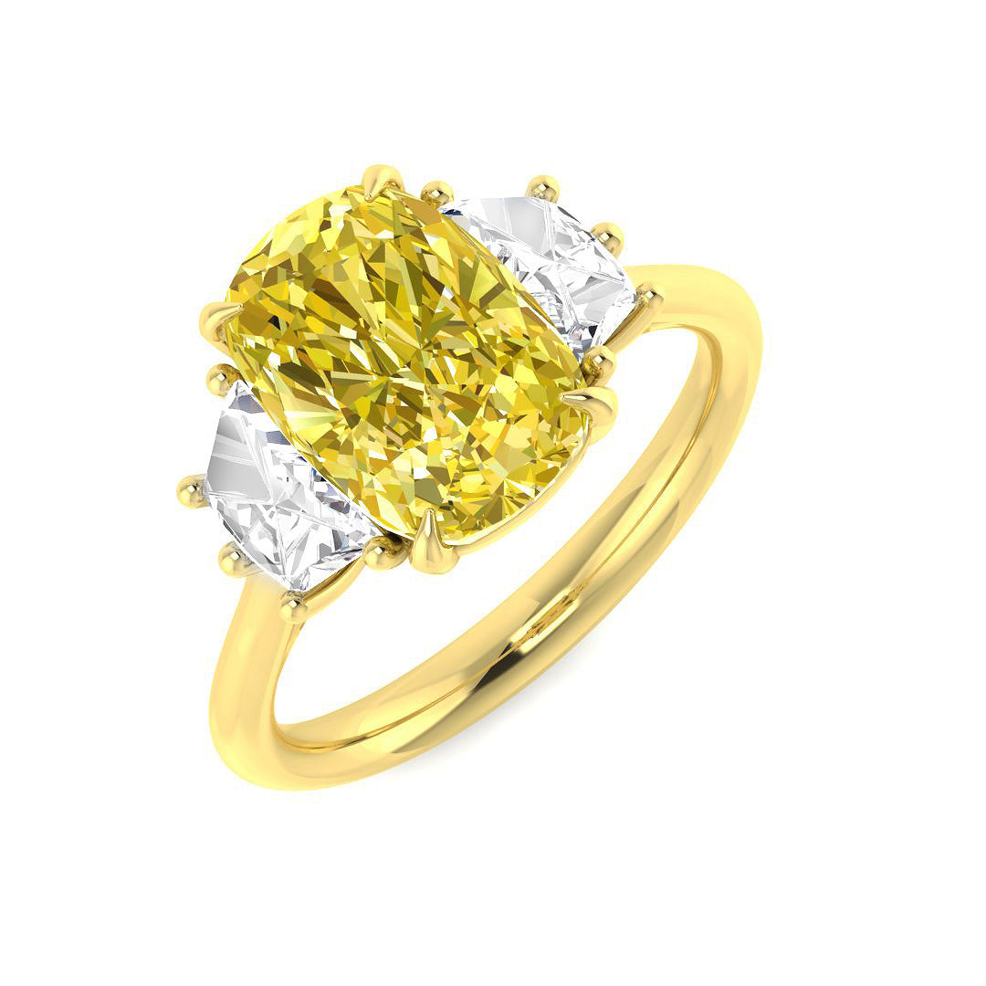 Three Stone Lab-Grown Diamond Ring 2.7ct–4.11ct – SR6975~LGYD – 18k Yellow Gold