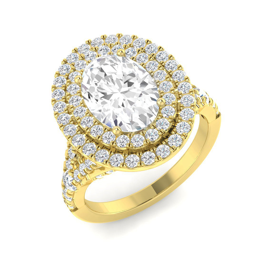 Halo Lab-Grown Diamond Ring 3.29ct–3.31ct – SR6337 – 18k Yellow Gold