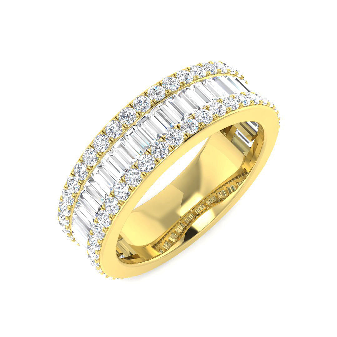 Baguette & Brilliant Diamond Ring 1.64ct – SR5919 – 18k Yellow Gold