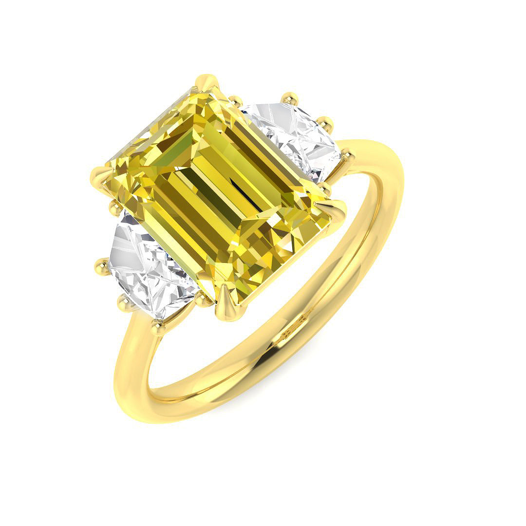 Three Stone Lab-Grown Diamond Ring 2.71ct–4.38ct – SR6948~LGYD – 18k Yellow Gold