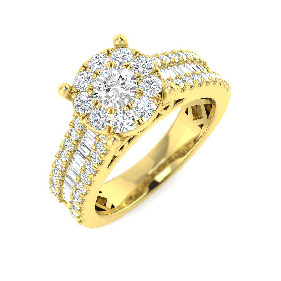 Baguette & Brilliant Diamond Ring 0.79ct–3.19ct – SR15 – 18k Yellow Gold