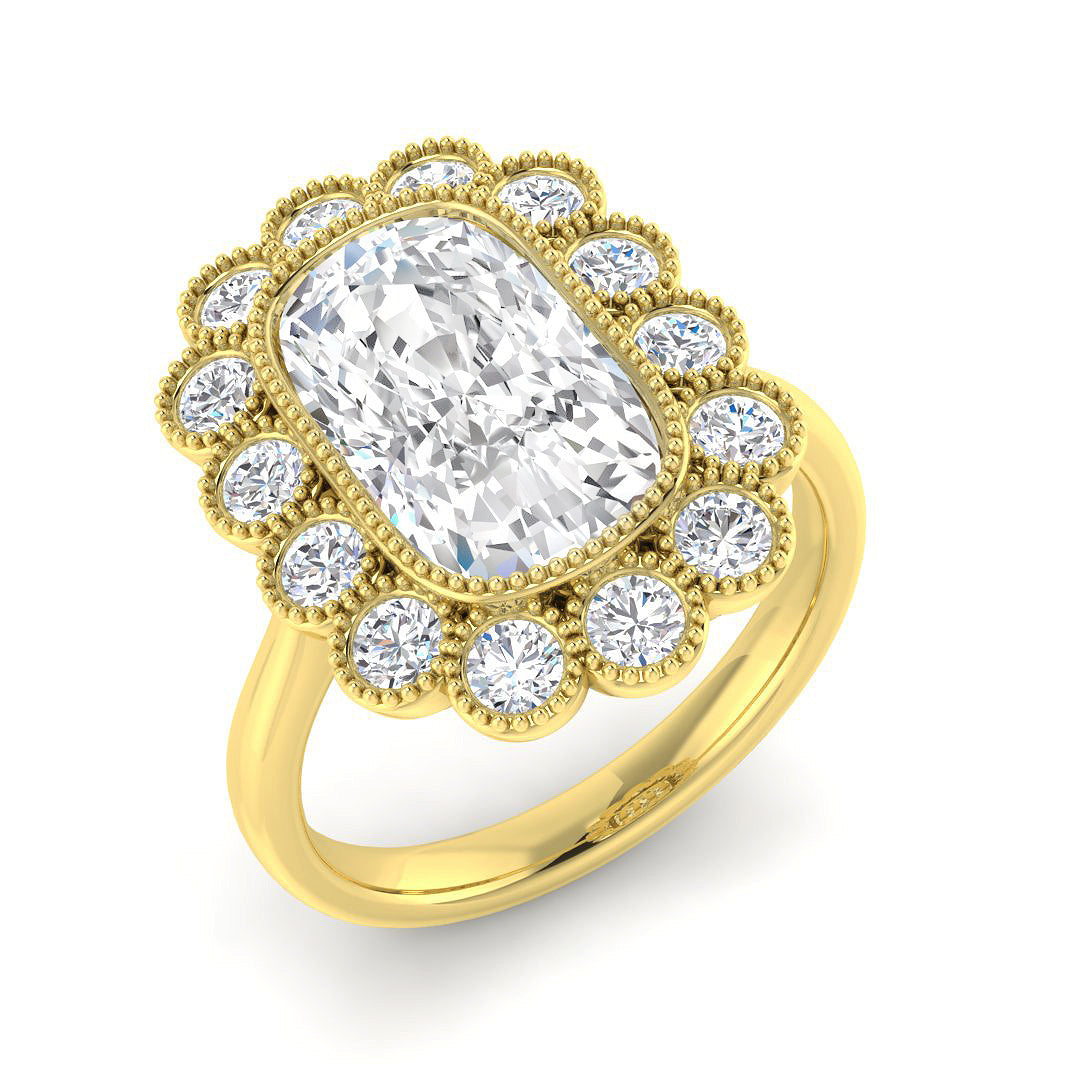 Vintage Lab-Grown Diamond Ring 1.31ct–4.31ct – SR7270 – 18k Yellow Gold