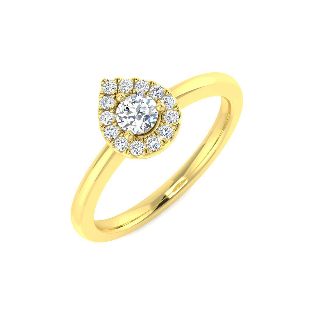 Halo Diamond Ring 0.27ct – DNR0799 – 18k Yellow Gold