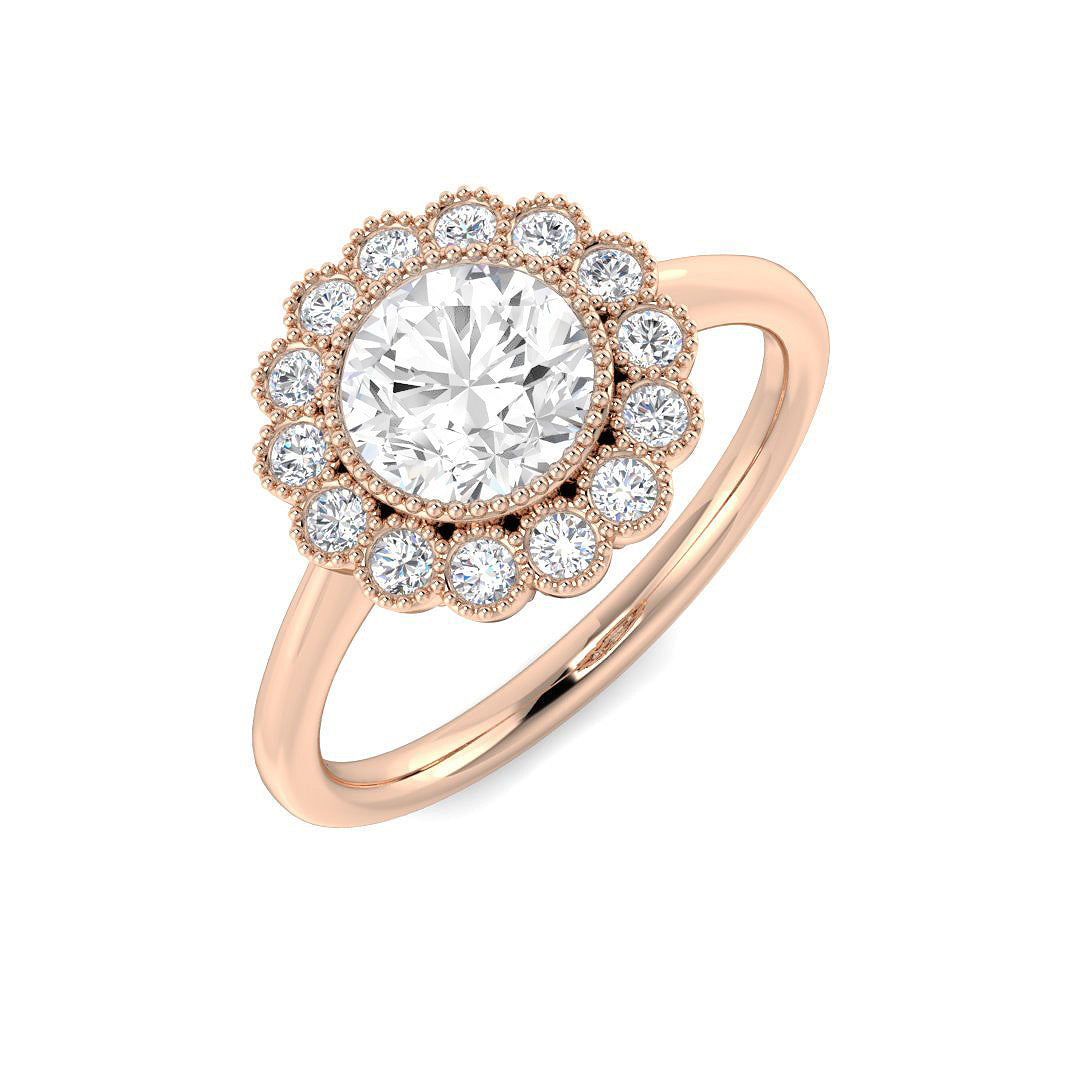 Vintage Lab-Grown Diamond Ring 1.34ct–3.8ct – SR7351 – 18k Rose Gold