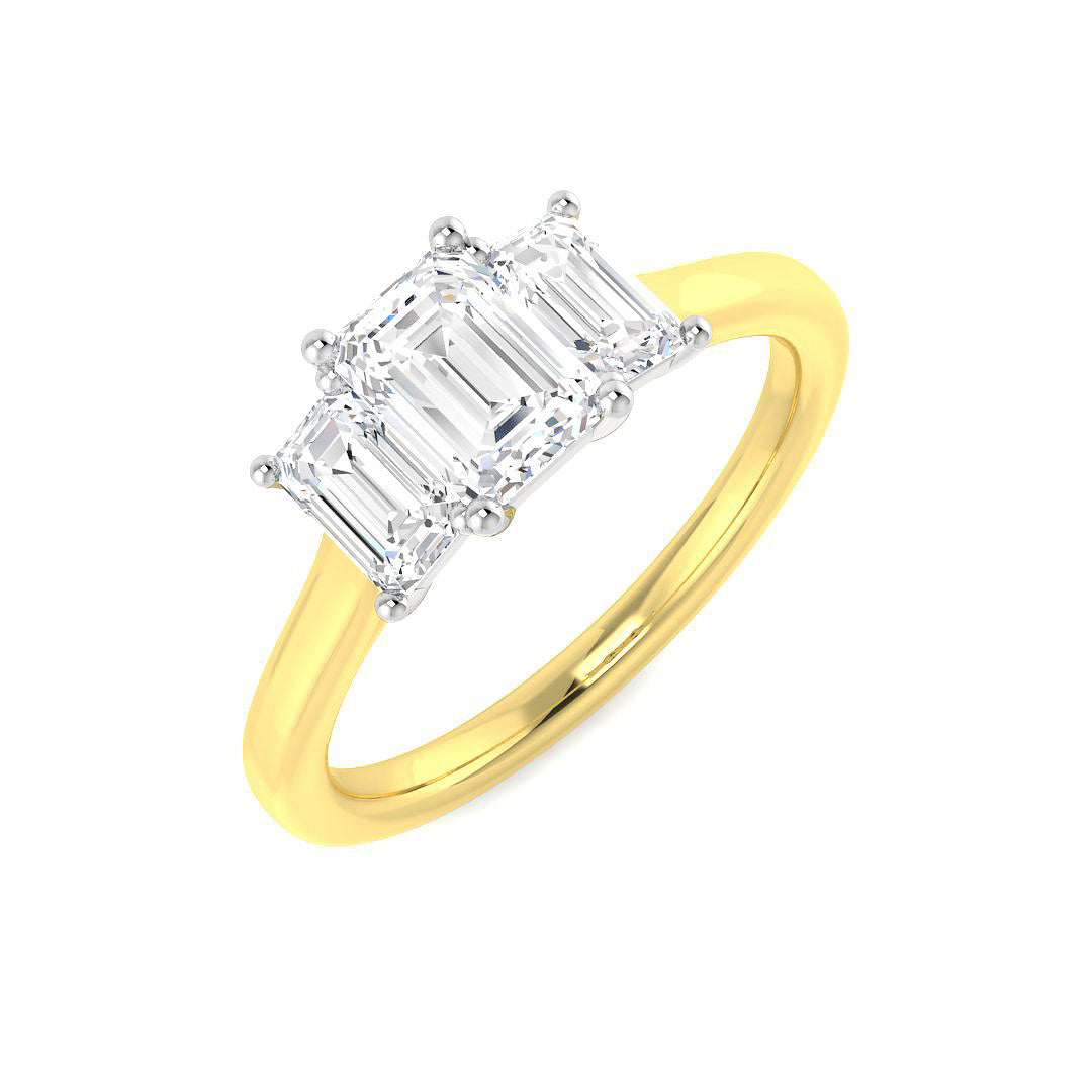 Three Stone Lab-Grown Diamond Ring 1.45ct – SR6087 – 18k Yellow Gold