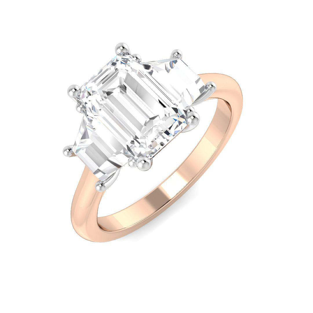 Three Stone Lab-Grown Diamond Ring 3.2ct–3.23ct – SR6332 – 18k Rose Gold