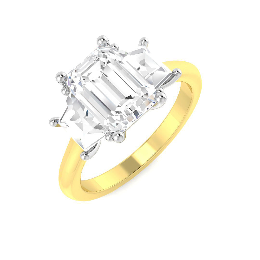 Three Stone Lab-Grown Diamond Ring 2.91ct–3.28ct – SR4518 – 18k Two Tone Gold