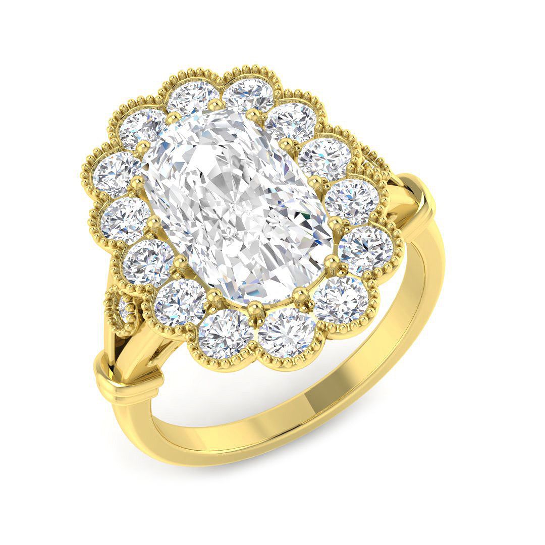 Vintage Lab-Grown Diamond Ring 4.07ct–4.08ct – SR7887 – 18k Yellow Gold