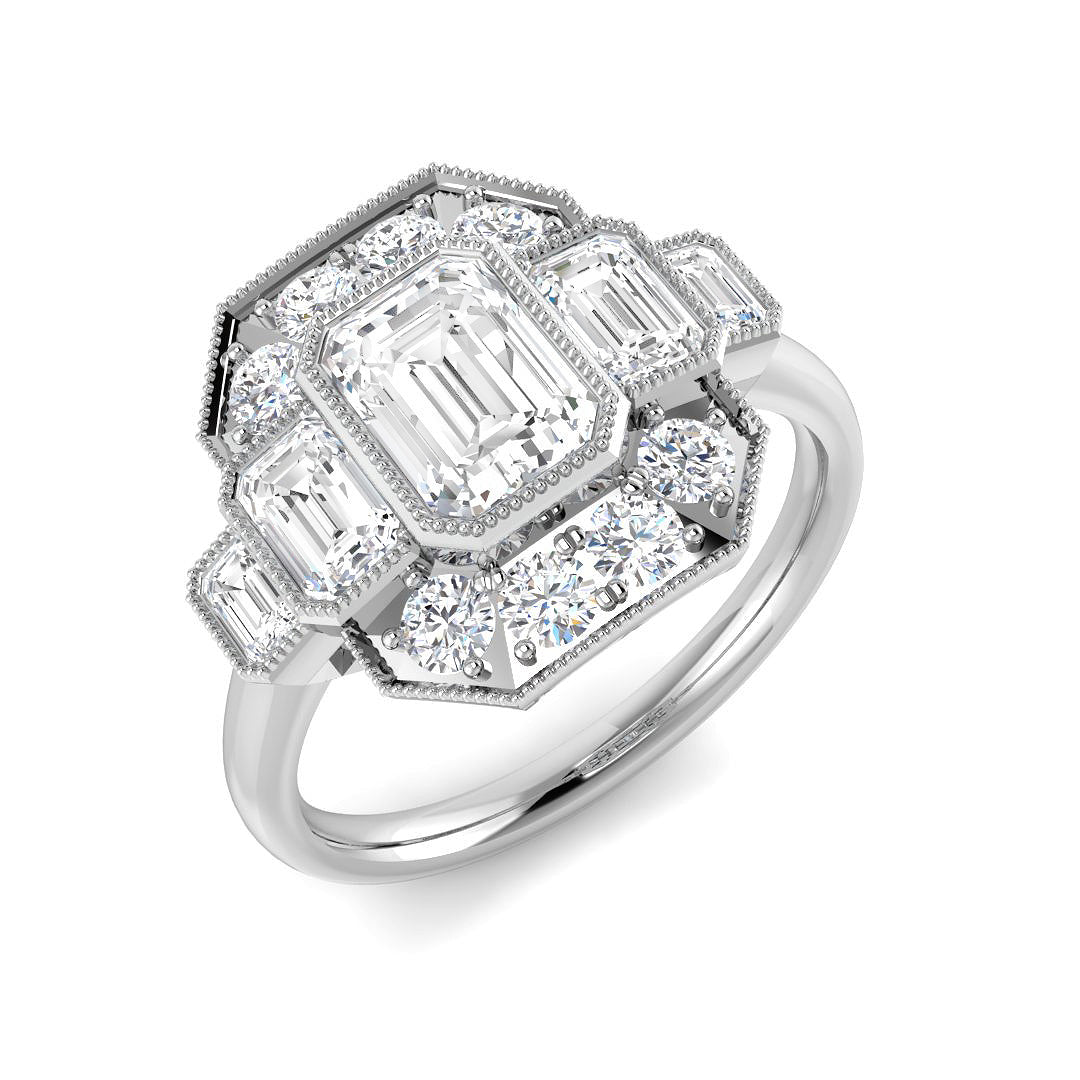Five Stone Lab-Grown Diamond Ring 2.07ct–4.08ct – SR7006 – 18k White Gold