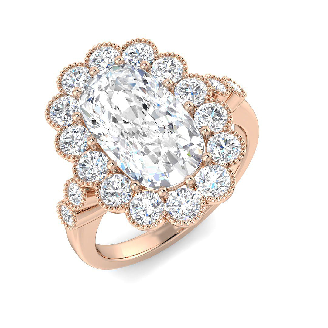 Vintage Lab-Grown Diamond Ring 1.46ct–4.42ct – SR7522 – 18k Rose Gold