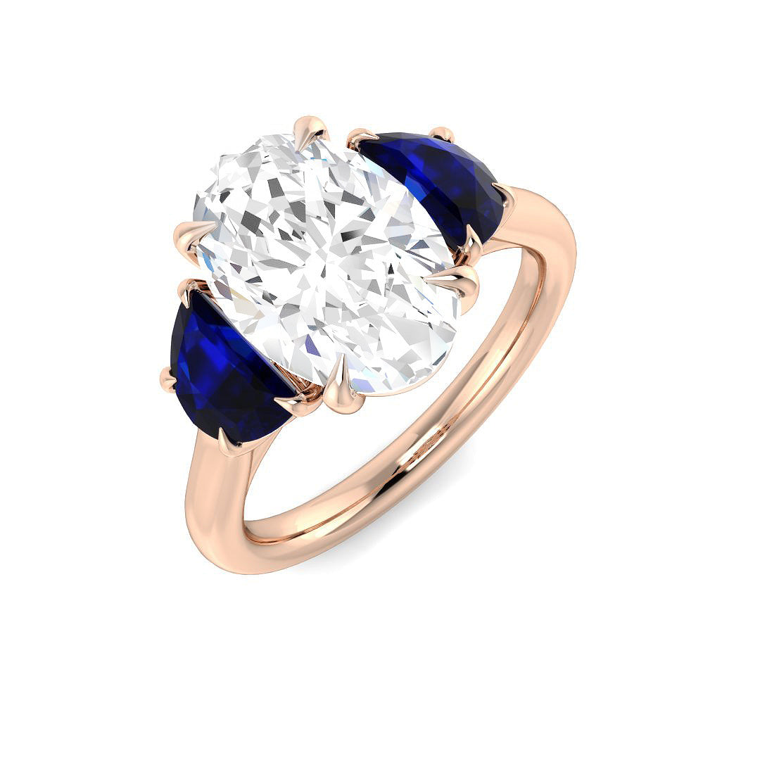 Three Stone Lab-Grown Diamond Ring 1.89ct–3.48ct – SR6236 – 18k Rose Gold