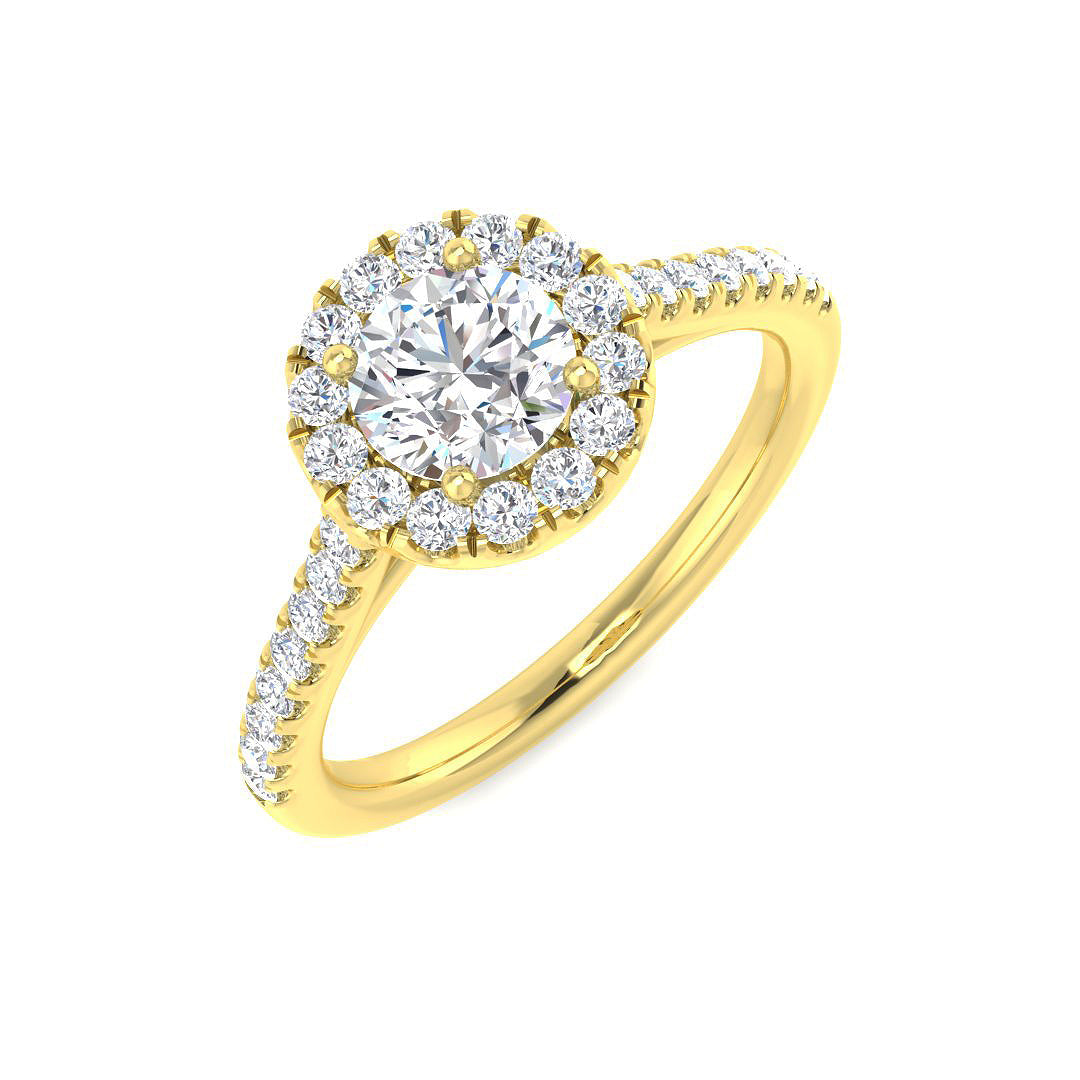 Halo Diamond Ring 0.85ct–0.89ct – SR4623 – 18k Yellow Gold