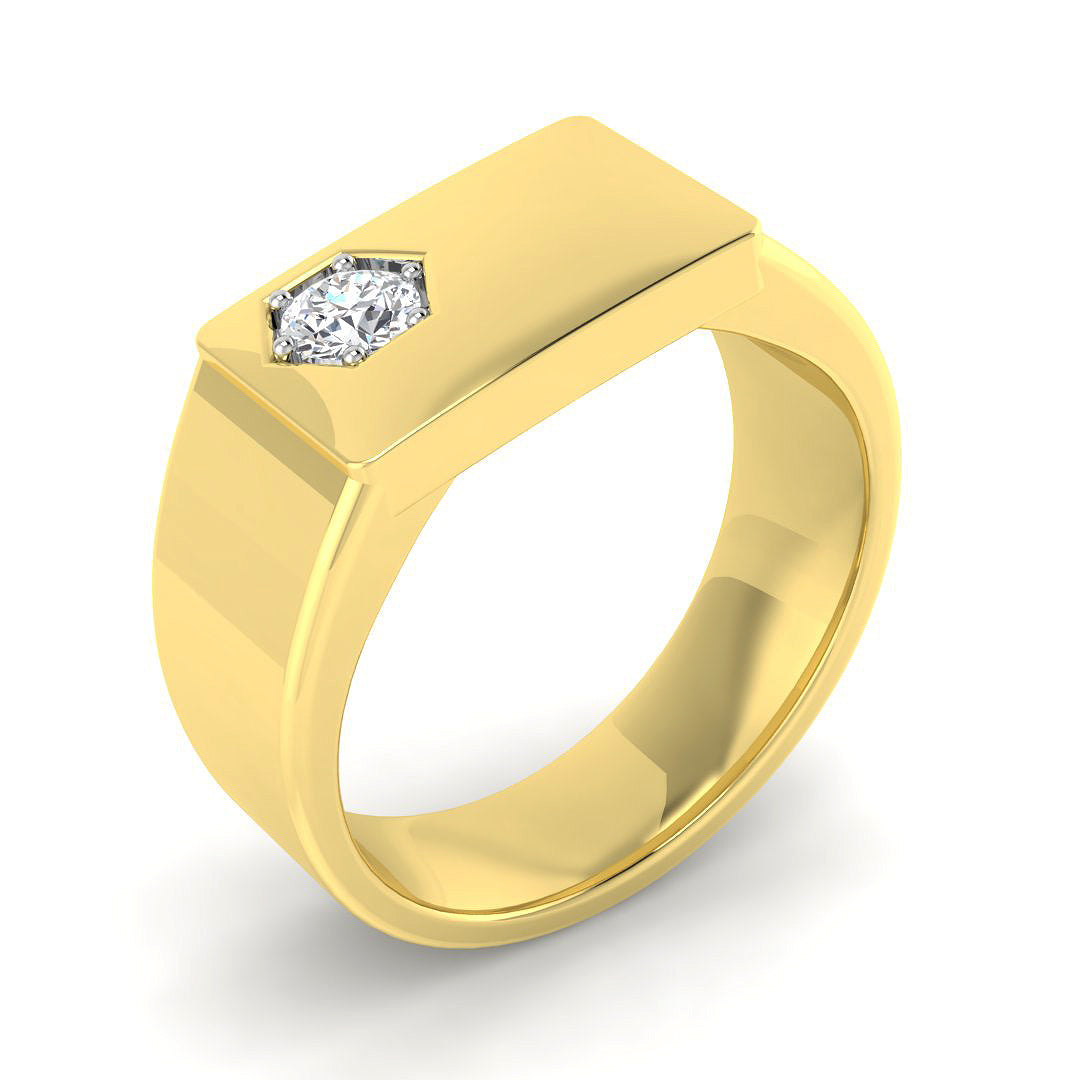 Signet Diamond Ring 0.21ct – SR6020 – 18k Yellow Gold