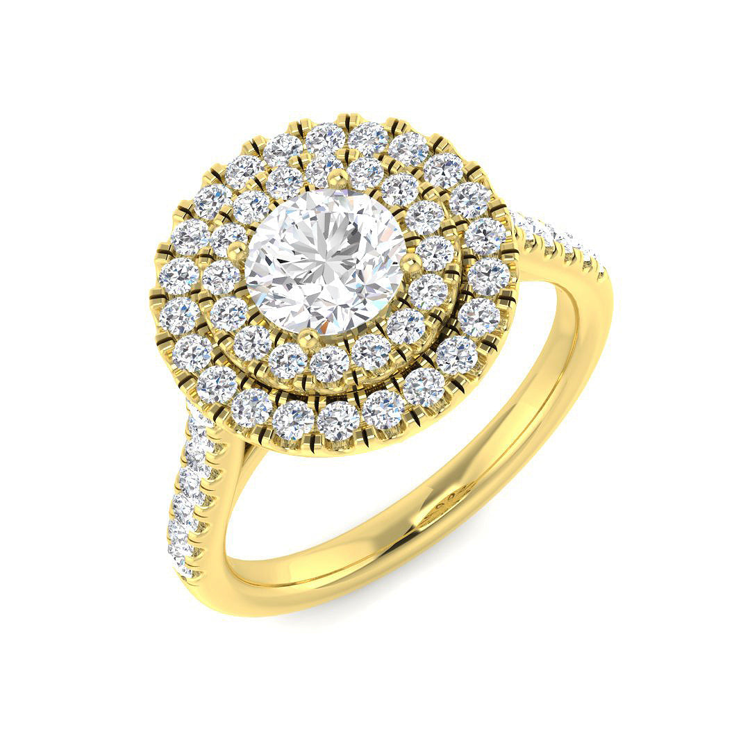 Halo Lab-Grown Diamond Ring 1.43ct–1.75ct – SR954 – 18k Yellow Gold
