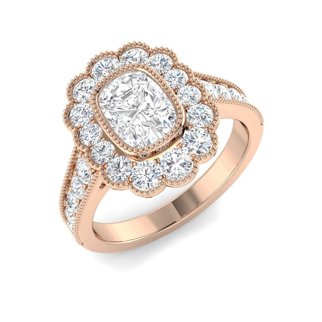Vintage Lab-Grown Diamond Ring 1.8ct–3.4ct – SR7330 – 18k Rose Gold