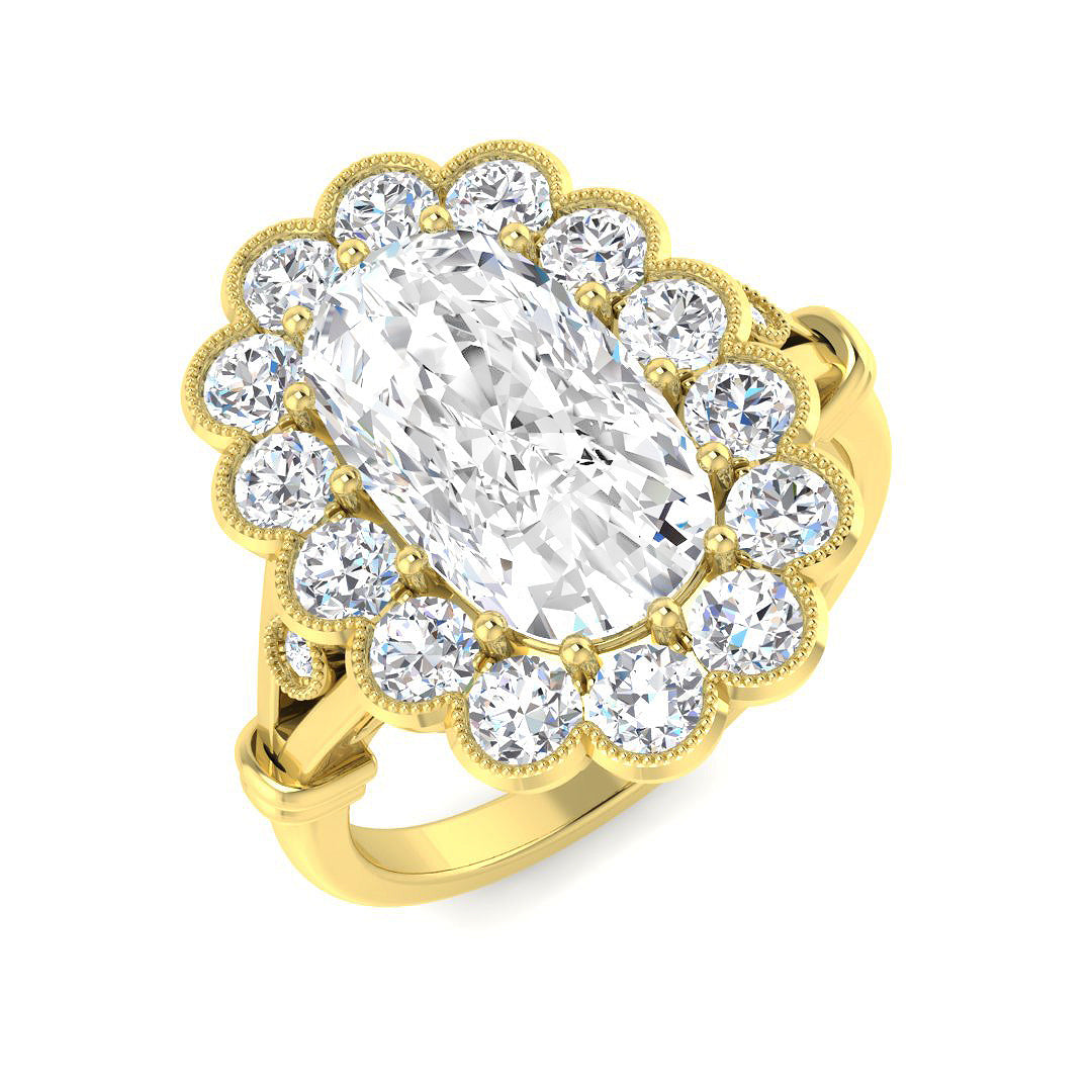 Vintage Lab-Grown Diamond Ring 4.17ct – SR6967 – 18k Yellow Gold