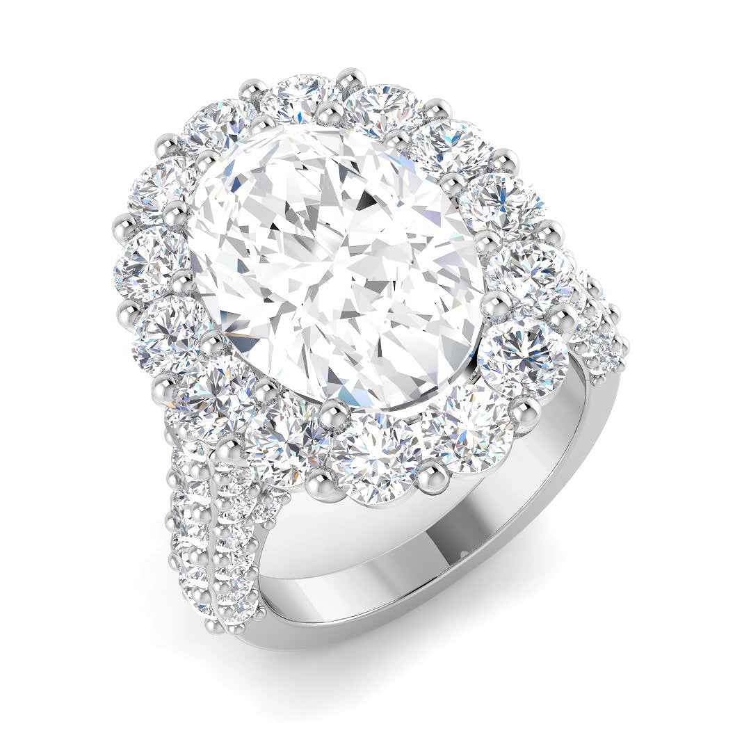 Halo Lab-Grown Diamond Ring 3.75ct–8.79ct – SR4713 – 18k White Gold