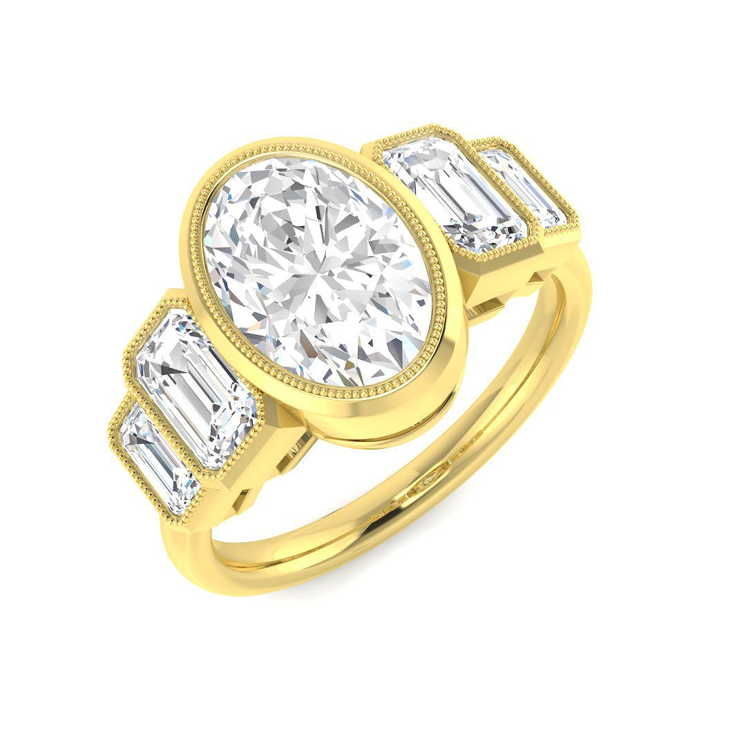 Five Stone Lab-Grown Diamond Ring 1.69ct–3.28ct – SR7012 – 18k Yellow Gold