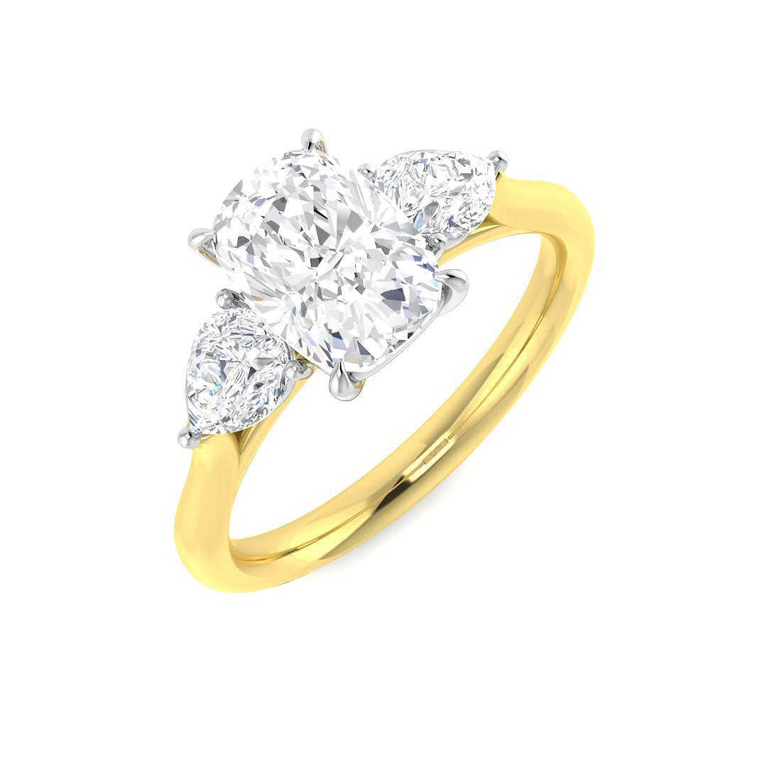 Three Stone Lab-Grown Diamond Ring 1.29ct–2.77ct – SR5787 – 18k Yellow Gold